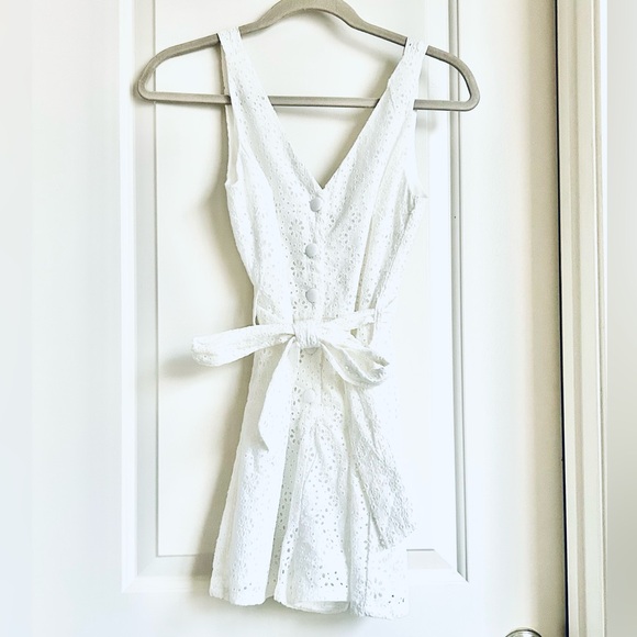 Gianni Bini White Eyelet Button Down Romper - Picture 3 of 9